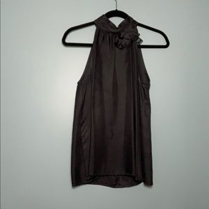 Black rosette halter silk Tank